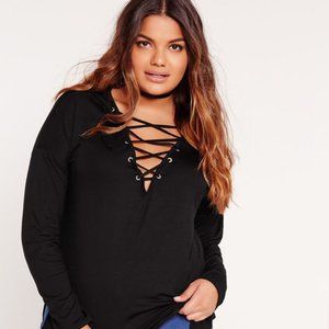 Missguided Lace Up Long Sleeve with side splits